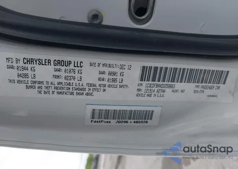 2013 Dodge Dart Sxt/Rallye из США, поврежденный, VIN 1C3CDFBAXDD258863